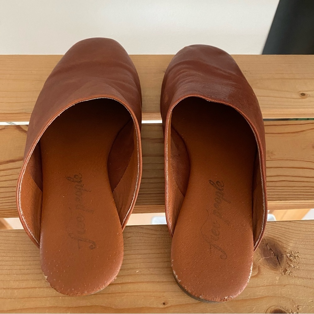 Free People Brown Leather Reese Mule Flats 37 - Picture 6 of 14